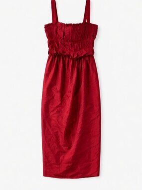 Brock Collection Palmira Ruched Crinkle-satin‎ Midi Dress Size 10